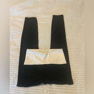 Cycle House Black and Cream Colorblock Leggings